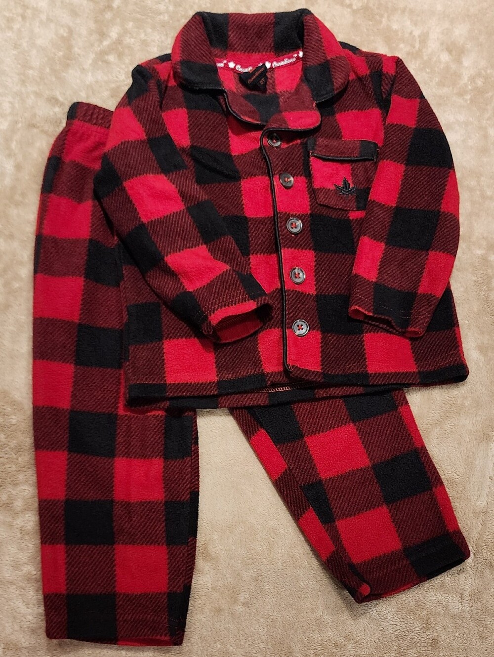 Toddler Red & Black Buffalo Plaid Pajama Set - Cozy Button-Up